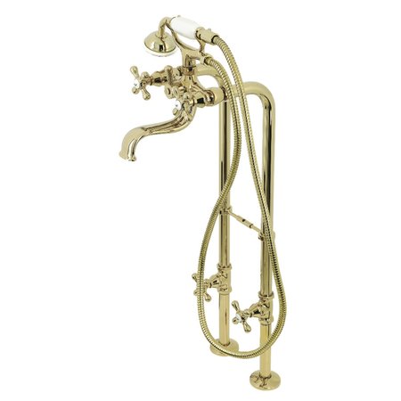 KINGSTON BRASS CCK226K2 Freestanding Clawfoot Tub Faucet Package with Supply Line, Polished Brass CCK226K2